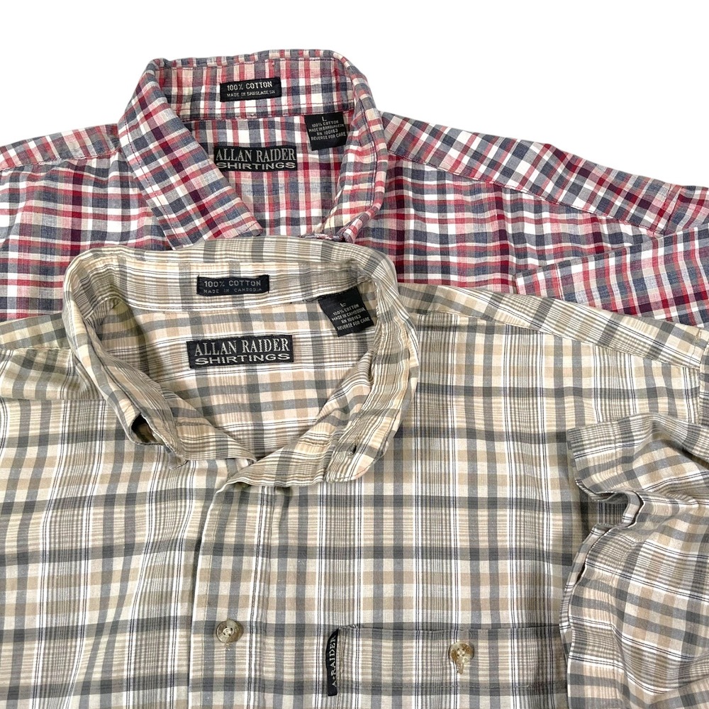 2pk Allan Raider Large Multicolor Plaid Button Down Short Sleeve Cotton Dadcore